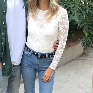 Floral see through bodysuit